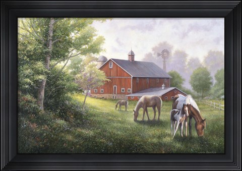 Framed Country Road W/ Horses/Barn Print