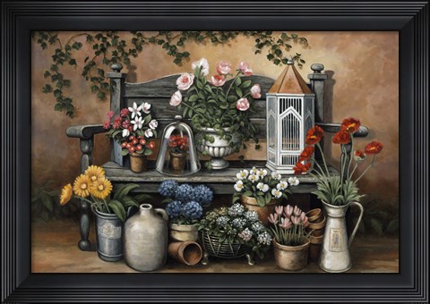 Framed Flower Bench Print