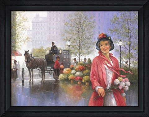 Framed Central Park Flower Market Print