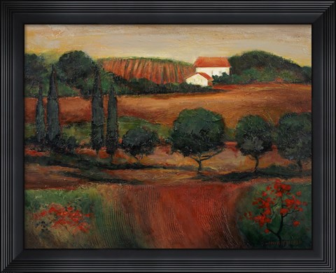 Framed Crimson Light In Tuscany Print