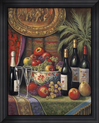 Framed Wine And Floral I Print