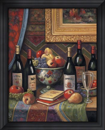 Framed Wine And Floral II Print