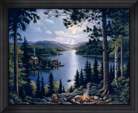 Framed Cabin In The Woods Print