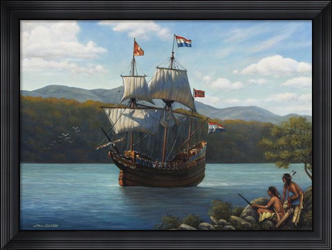 Framed Half Moon On The Hudson Print