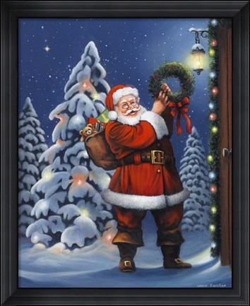 Framed Santa Wreath Print