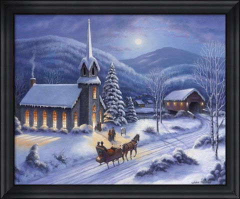 Framed Moonlight In Vermont Print