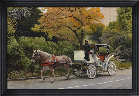 Framed Carriage At Central Park Print