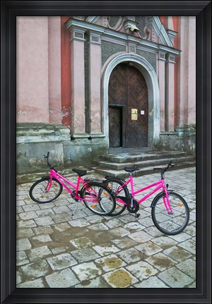 Framed Bicycles Outside a Traditional House, Vilnius, Lithuania Print