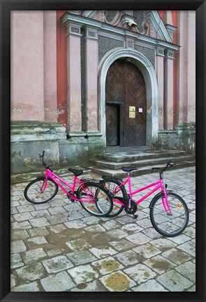 Framed Bicycles Outside a Traditional House, Vilnius, Lithuania Print