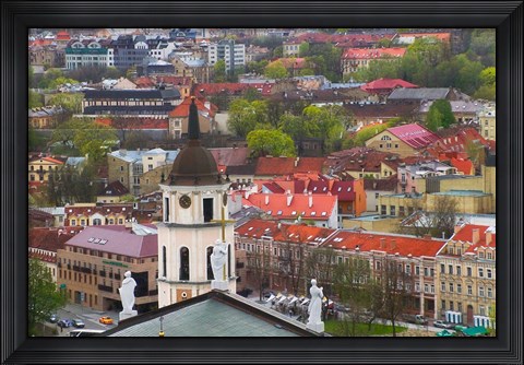 Framed Cityscape dominated by Cathedral Bell Tower, Vilnius, Lithuania Print