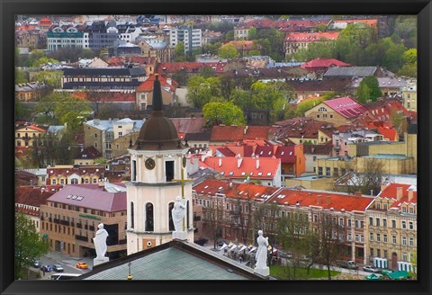 Framed Cityscape dominated by Cathedral Bell Tower, Vilnius, Lithuania Print