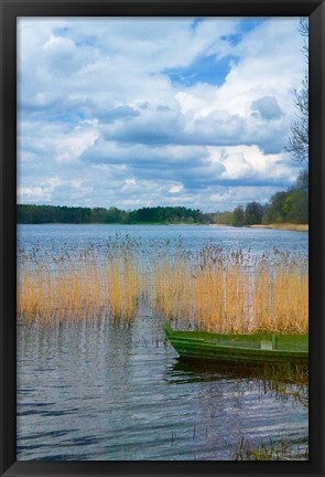 Framed Colorful Canoe by Lake, Trakai, Lithuania II Print