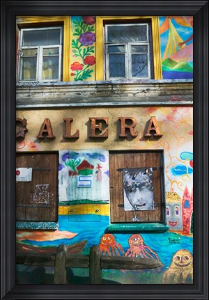 Framed Colorfully Painted Wall in the Old Town, Vilnius, Lithuania Print