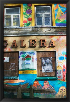 Framed Colorfully Painted Wall in the Old Town, Vilnius, Lithuania Print