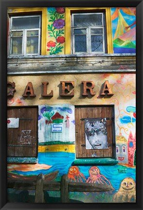 Framed Colorfully Painted Wall in the Old Town, Vilnius, Lithuania Print