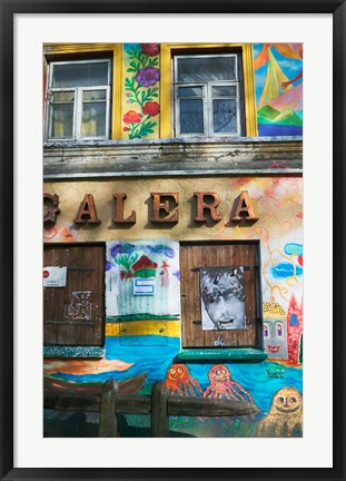 Framed Colorfully Painted Wall in the Old Town, Vilnius, Lithuania Print