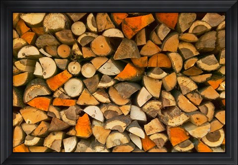 Framed Stacked Firewood, Lithuania Print
