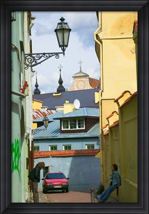 Framed Traditional House in Old Town, Vilnius, Lithuania Print