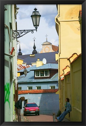 Framed Traditional House in Old Town, Vilnius, Lithuania Print