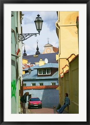 Framed Traditional House in Old Town, Vilnius, Lithuania Print