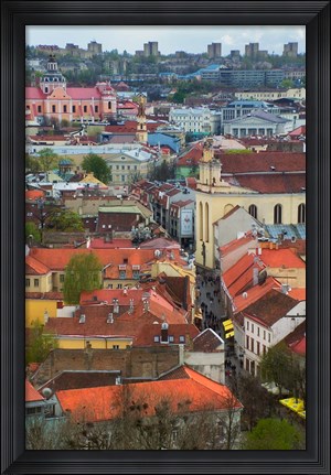 Framed Wall Decorated with Teapot and Cobbled Street in the Old Town, Vilnius, Lithuania I Print
