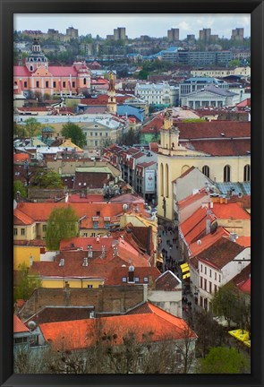 Framed Wall Decorated with Teapot and Cobbled Street in the Old Town, Vilnius, Lithuania I Print