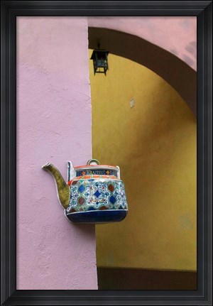 Framed Wall Decorated with Teapot and Cobbled Street in the Old Town, Vilnius, Lithuania III Print