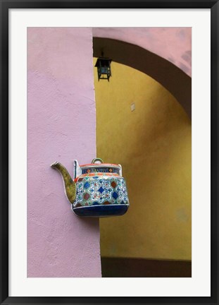 Framed Wall Decorated with Teapot and Cobbled Street in the Old Town, Vilnius, Lithuania III Print
