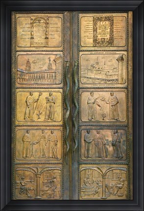 Framed Vilnius University Gate Decorated with Bronze Carving, Vilnius, Lithuania Print