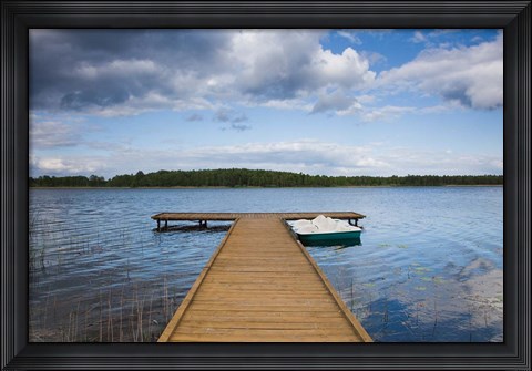Framed Lake and pier, Grutas, Southern Lithuania, Lithuania Print