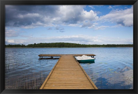 Framed Lake and pier, Grutas, Southern Lithuania, Lithuania Print