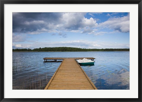 Framed Lake and pier, Grutas, Southern Lithuania, Lithuania Print