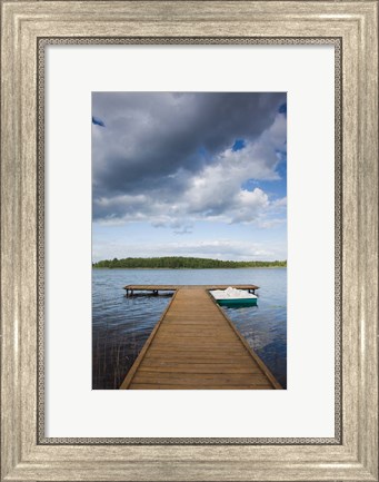 Framed Lithuania, Grutas, lake and pier Print