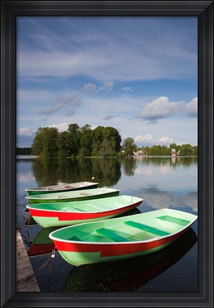 Framed Lithuania, Trakai Historical NP, Lake Galve boats Print