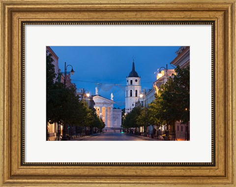 Framed Lithuania, Vilnius, Vilnius Cathedral, evening Print