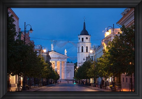 Framed Lithuania, Vilnius, Vilnius Cathedral, evening Print