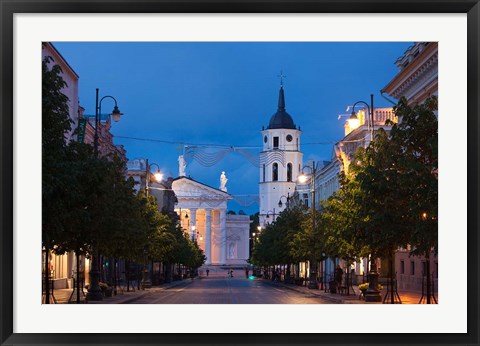 Framed Lithuania, Vilnius, Vilnius Cathedral, evening Print