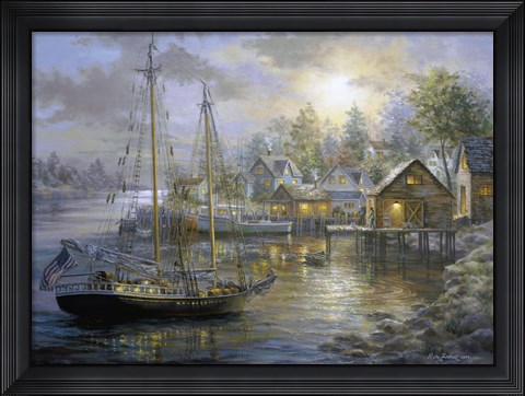 Framed Harbor Town Print