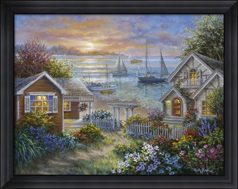 Framed Tranquil Seafront Print