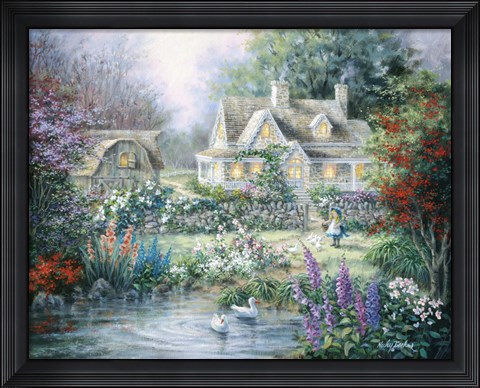 Framed Feeding Geese Print