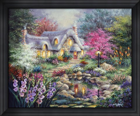 Framed Cottage Pond Print