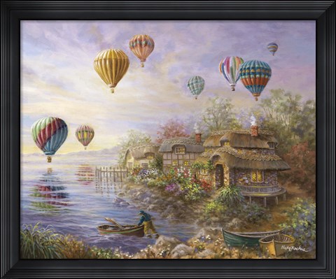 Framed Air Balloons Over Cottageville Print
