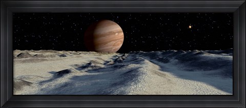Framed Jupiter&#39;s large moon, Europa, is covered by a thick Crust of ice Print