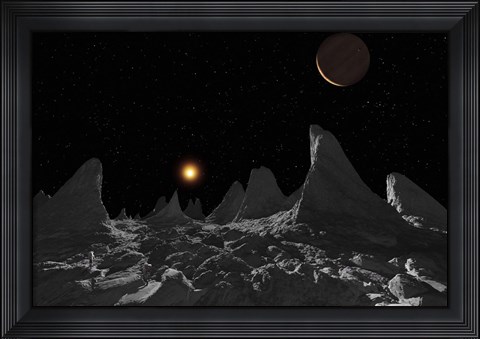 Framed Ice spires on Jupiter&#39;s large Moon, Callisto Print