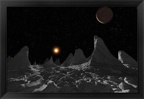 Framed Ice spires on Jupiter&#39;s large Moon, Callisto Print