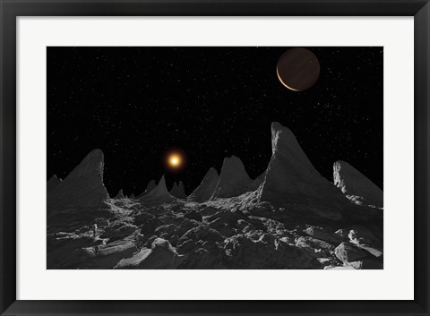 Framed Ice spires on Jupiter&#39;s large Moon, Callisto Print