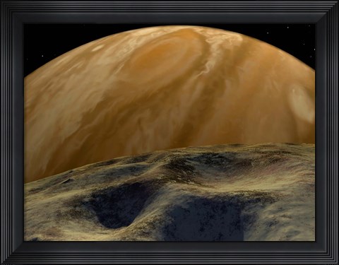 Framed Jupiter seen from one of its innermost Moons, Tiny Metis Print