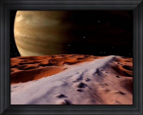 Framed Jupiter seen from the Surface of its Moon, Amalthea Print