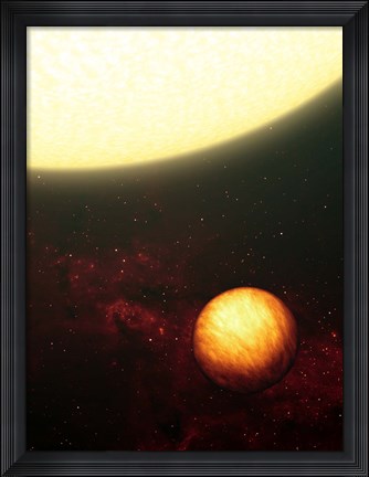 Framed Jupiter-like planet soaking up the scorching rays of its nearby sun Print
