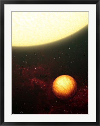 Framed Jupiter-like planet soaking up the scorching rays of its nearby sun Print